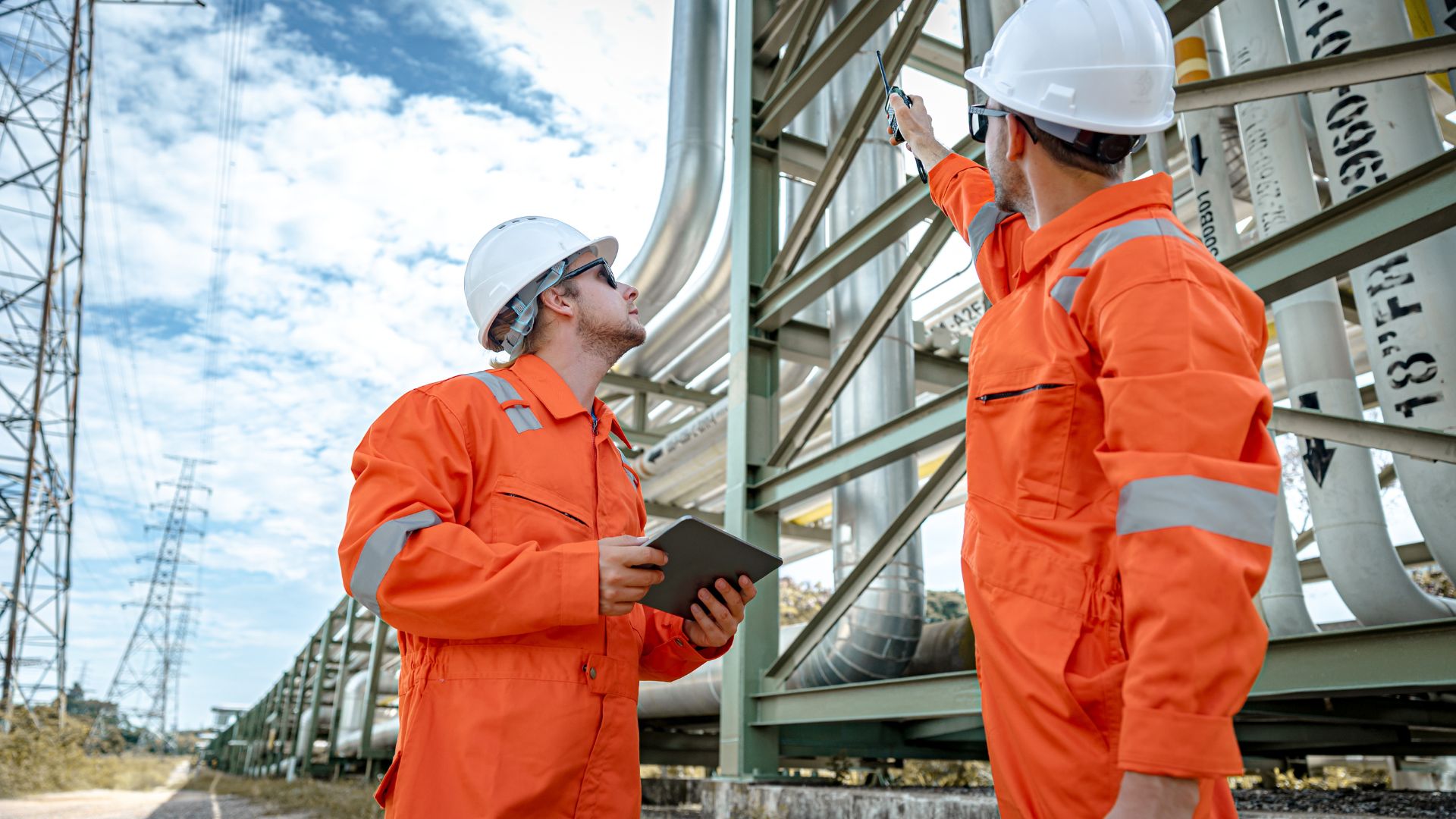 Oil field worker at drilling site